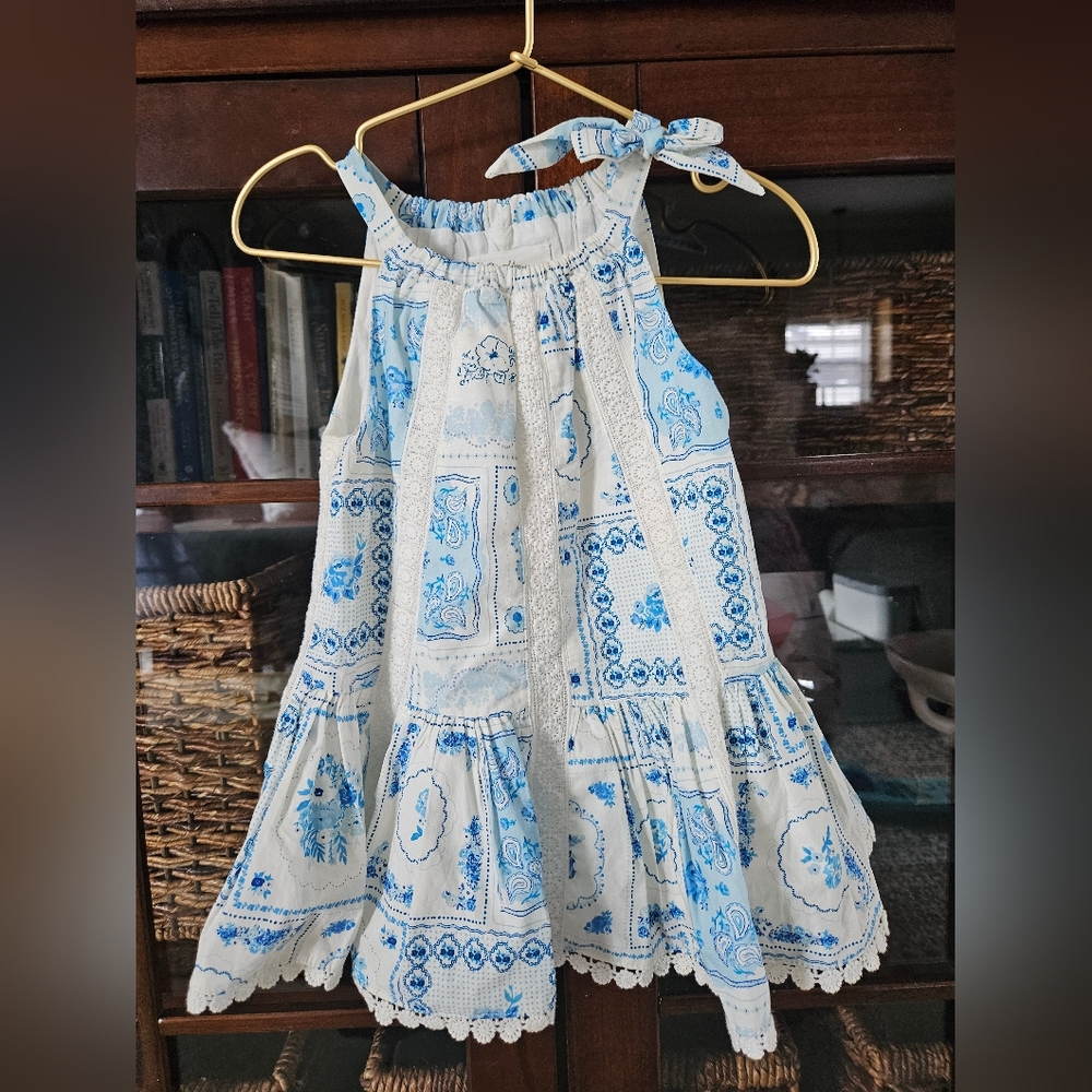 SweetHoney Floral Blue and White Dress 18 Months